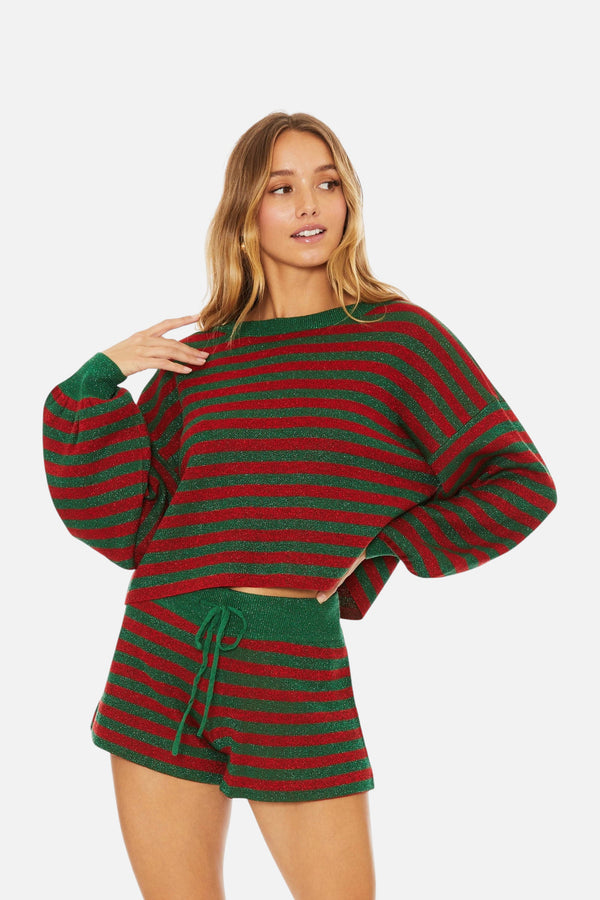 Beach Riot Ava Sweater in Holiday Glitter Stripe