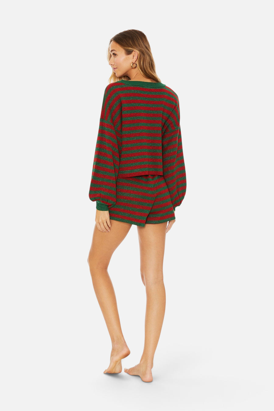 Beach Riot Balboa Short in Holiday Glitter Stripe – back view