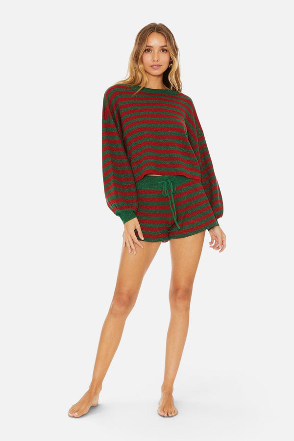 Beach Riot Balboa Short in Holiday Glitter Stripe