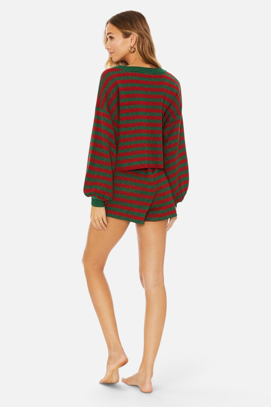 Beach Riot Balboa Short in Holiday Glitter Stripe – side view