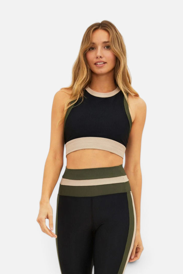 Beach Riot Gwen Top in Military Olive Colorblock