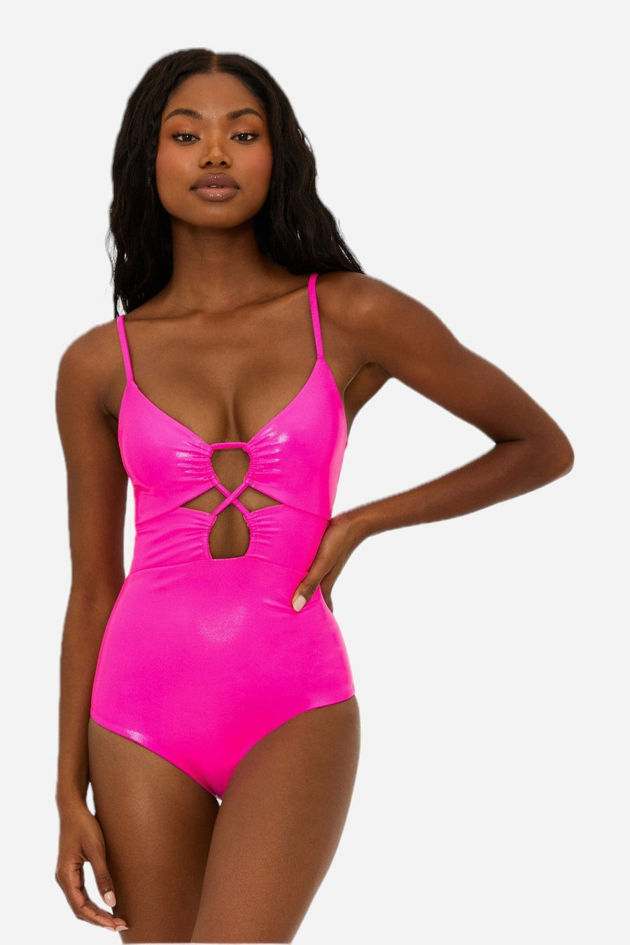 Beach Riot Leslie One-Piece Swimsuit in Radiant Rose – on model