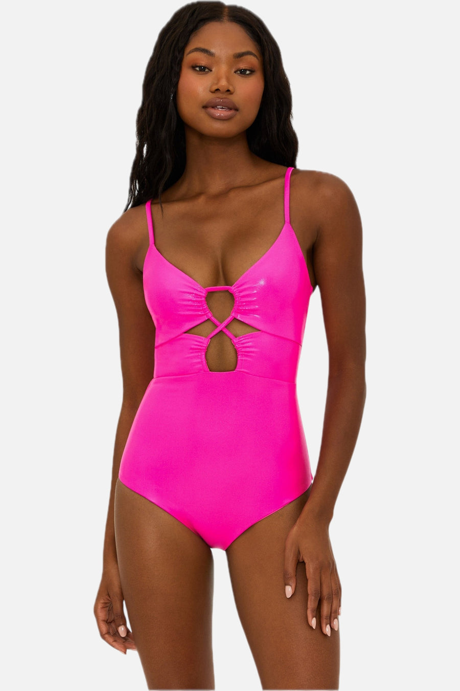 Beach Riot Leslie One-Piece Swimsuit in Radiant Rose – on model