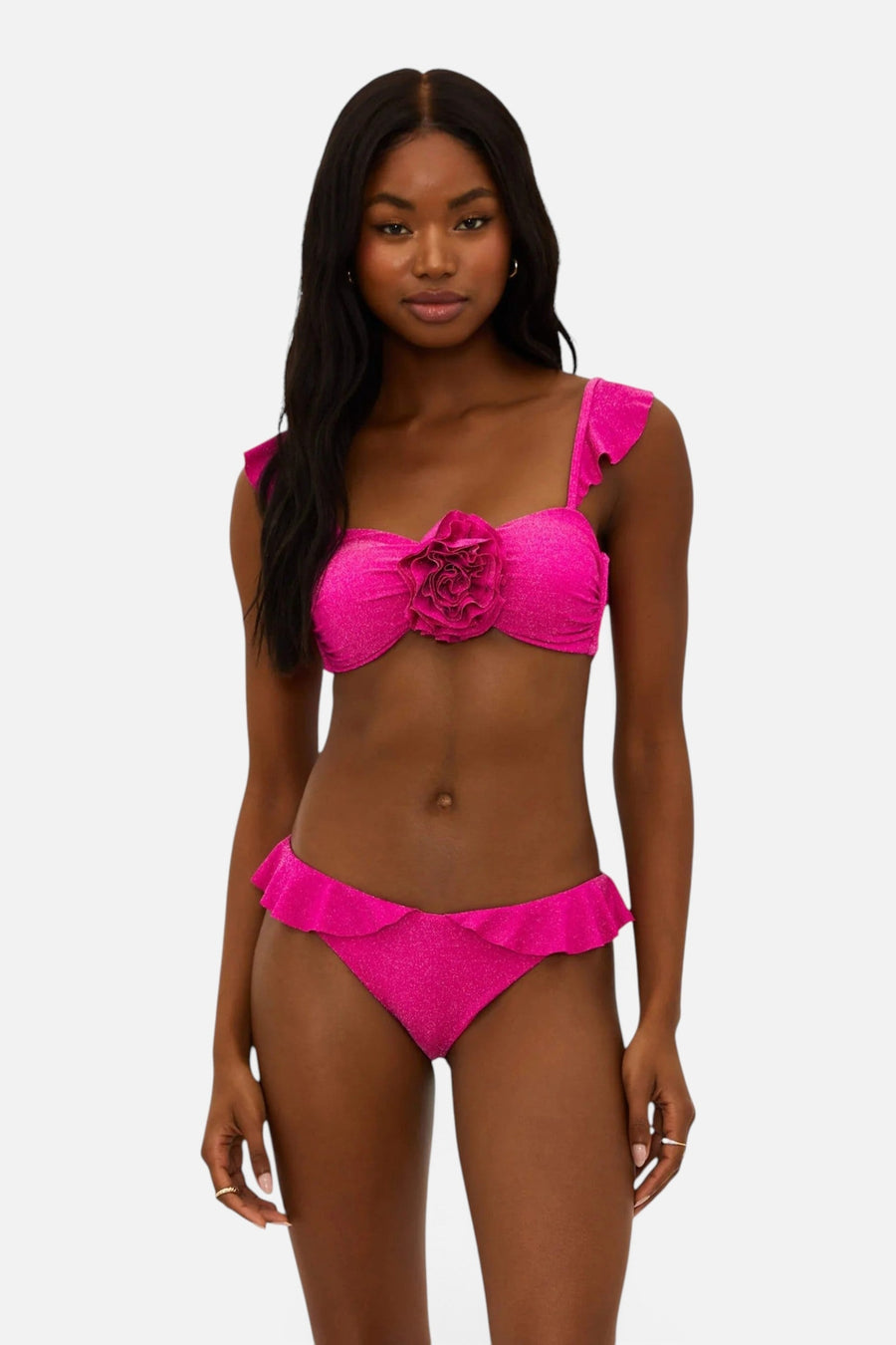 Beach Riot Poppy Bikini Top in Fuchsia Peony – side view