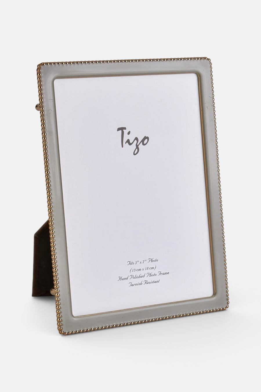 Beaded Enamel Picture Frame in Taupe, 5x7 – front view