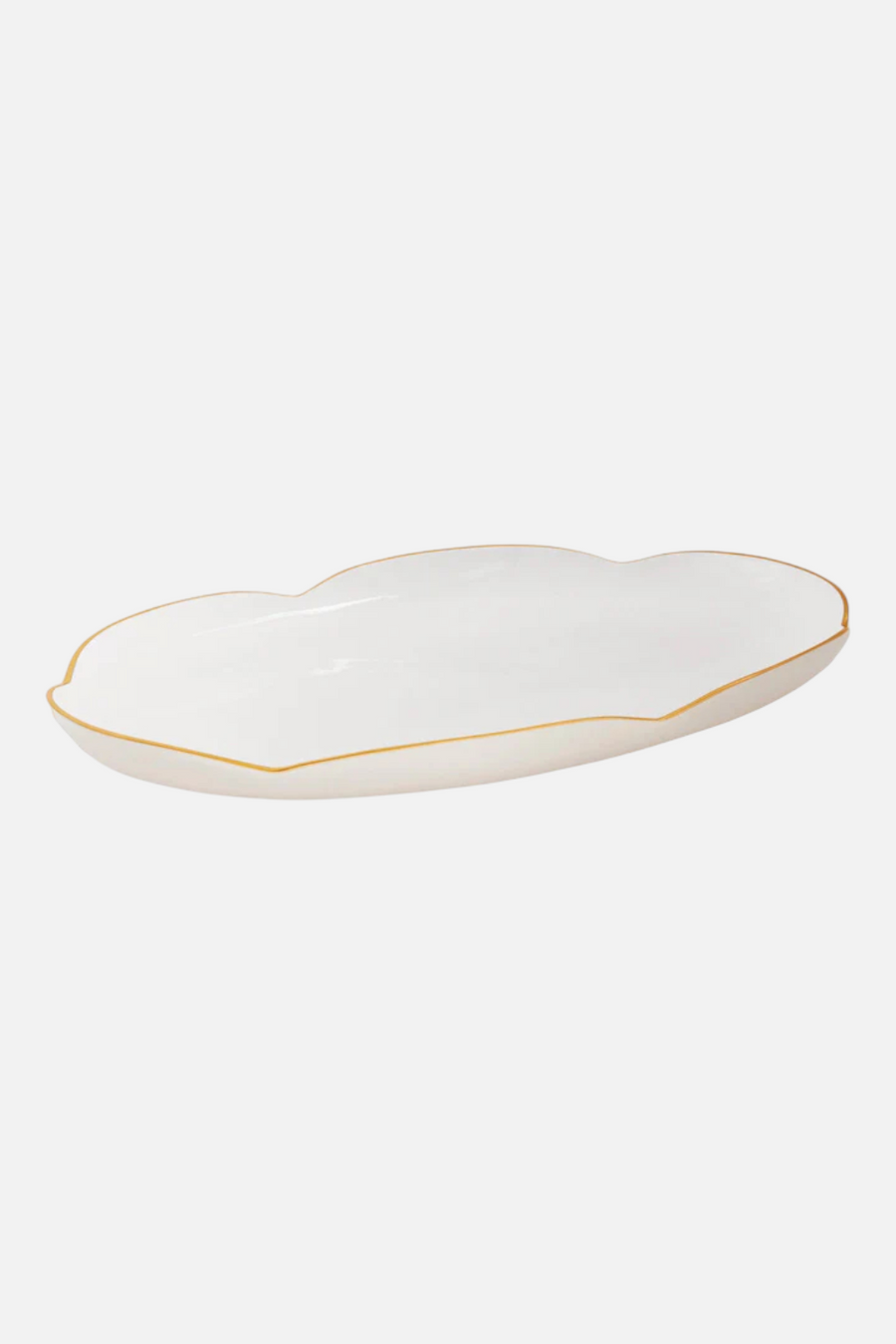 Beatriz Ball Encanto Amelia Oval Tray in Cream & White – front view