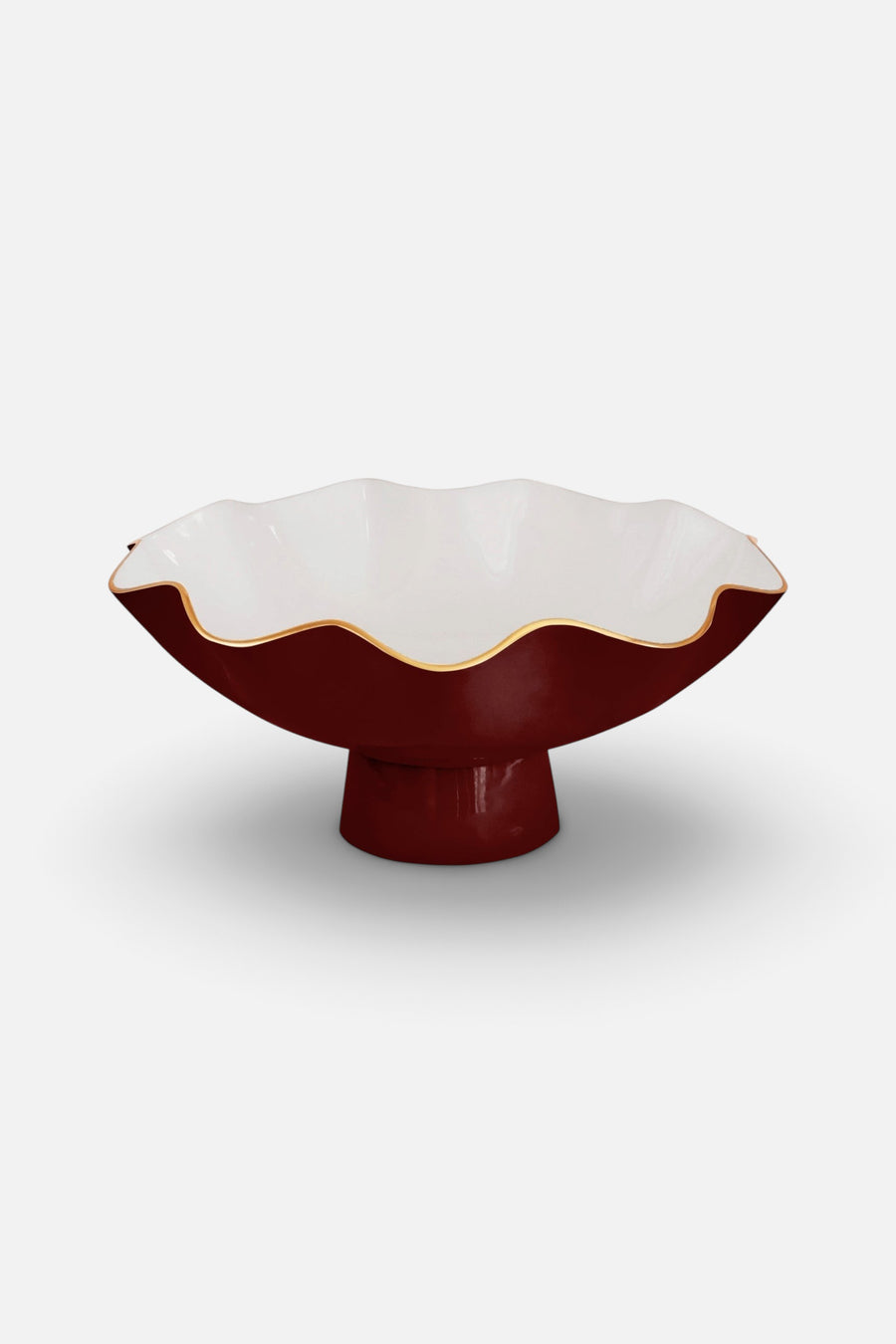 Beatriz Ball Encanto Carola Large Pedestal in Bordeaux and White – front view