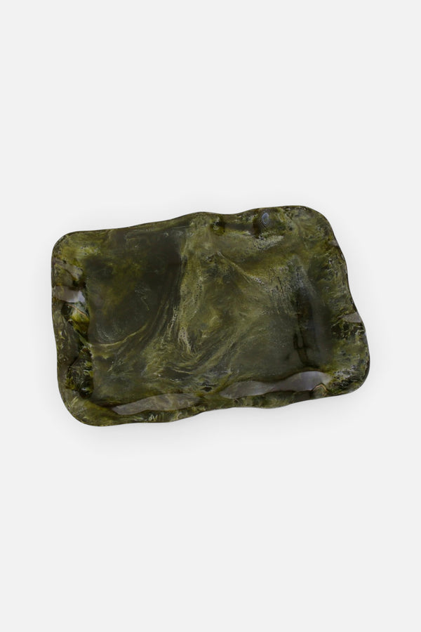 Beatriz Ball Resin Malachite Extra Large Rectangular Tray in Green