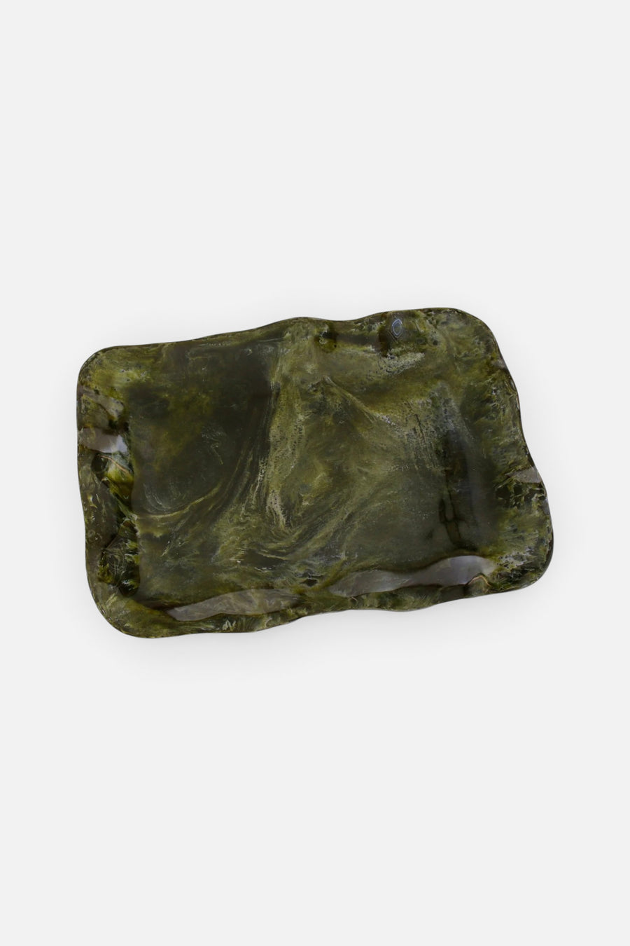 Beatriz Ball Resin Malachite Extra Large Rectangular Tray in Green – front view