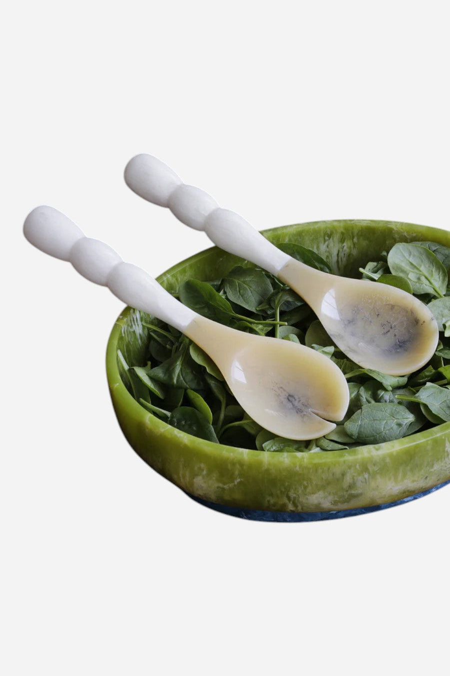 Beatriz Ball Resin Rio Bubble Salad Servers in White – side view