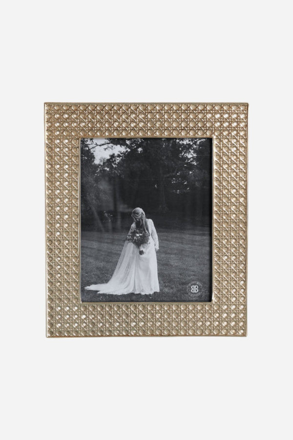 Beatriz Ball Sierra Modern Rattan Picture Frame in Gold - 8 x 10