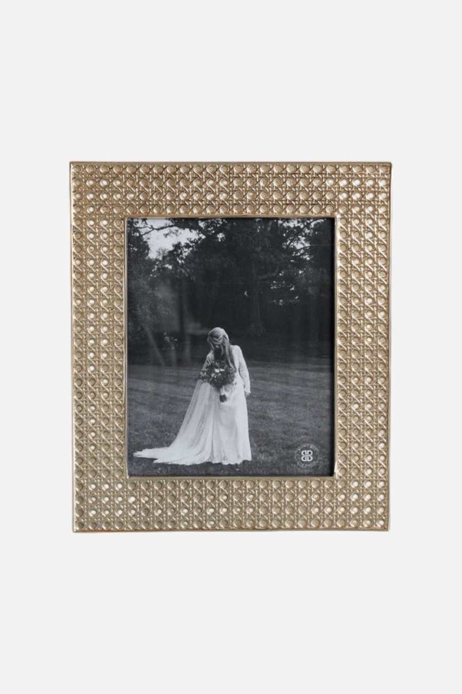 Beatriz Ball Sierra Modern Rattan Picture Frame in Gold - 8 x 10 – front view