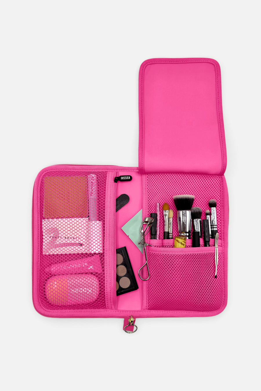 Beauty Organizer in Black with French Pink Interior – side view