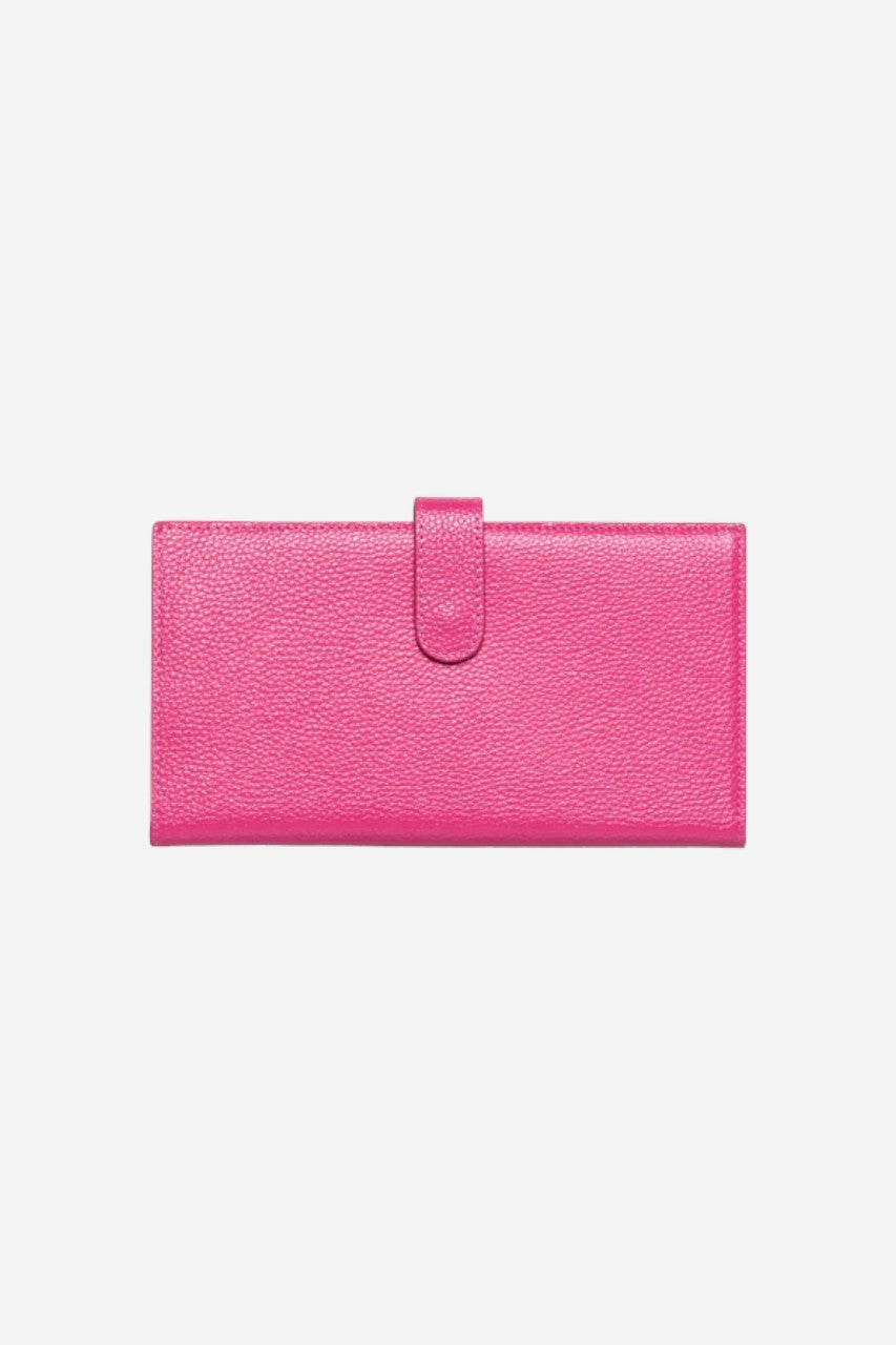 Beck Bags Leather Long Pass Wallet in Cosmo Pink – front view