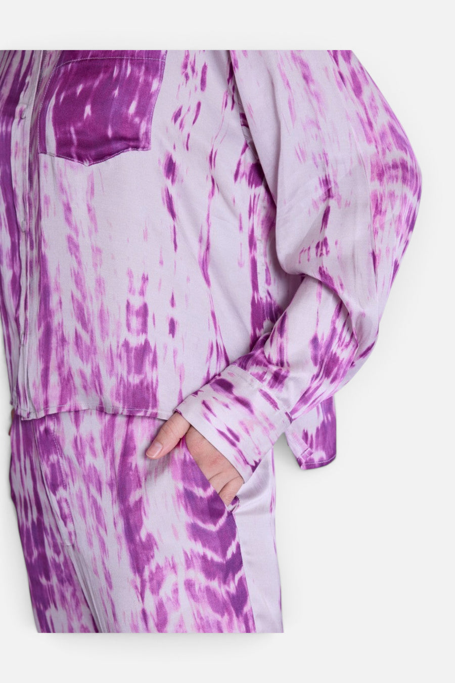 Berenice Circe Satin Long Sleeve Shirt in Mosaic Purple – alternate