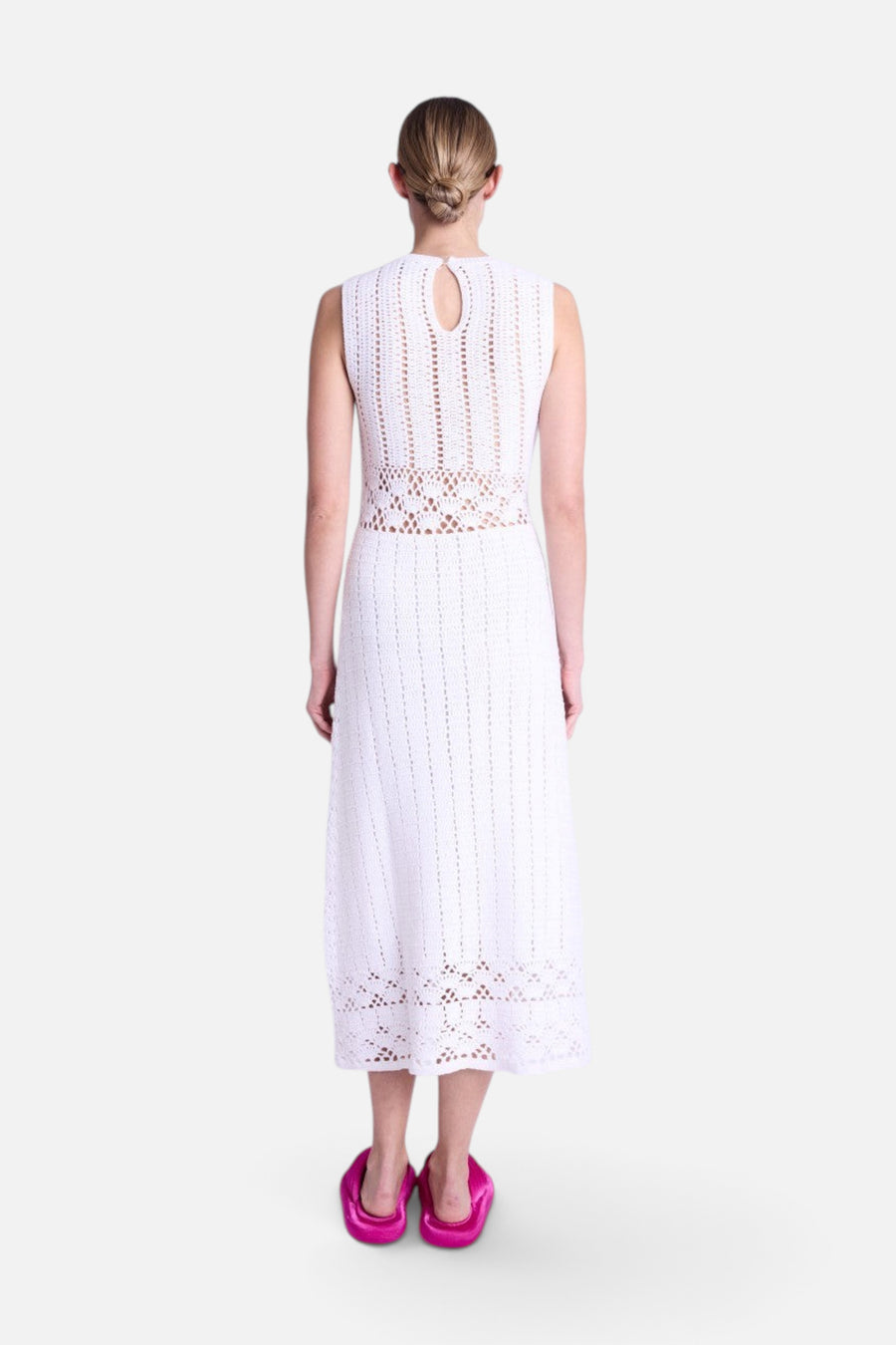 Berenice Roazac Crochet Dress in Off White – back view