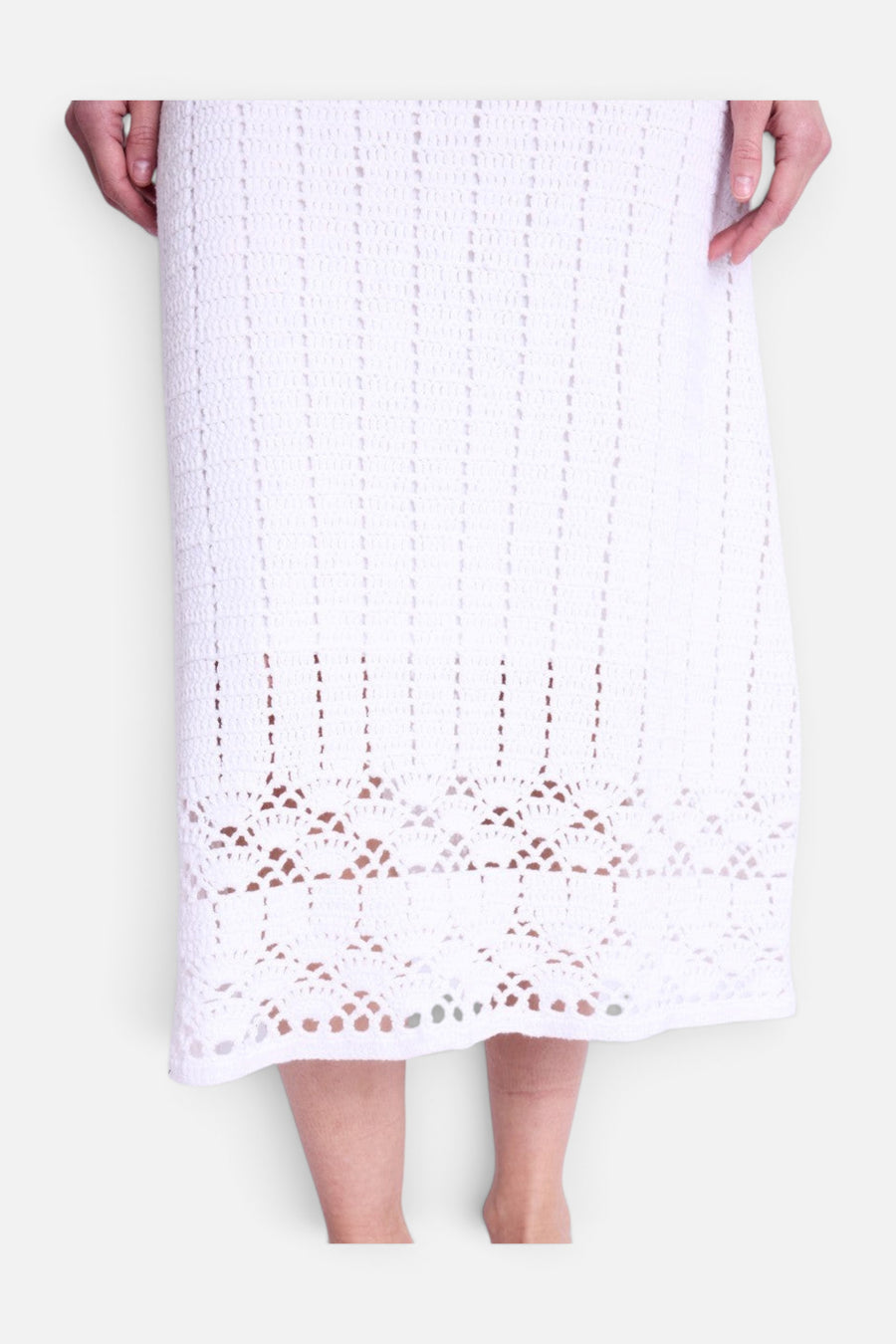 Berenice Roazac Crochet Dress in Off White – flat lay