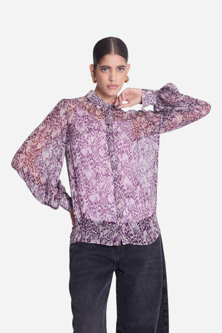 Bernice Clara Long Sleeve Printed Blouse – front view