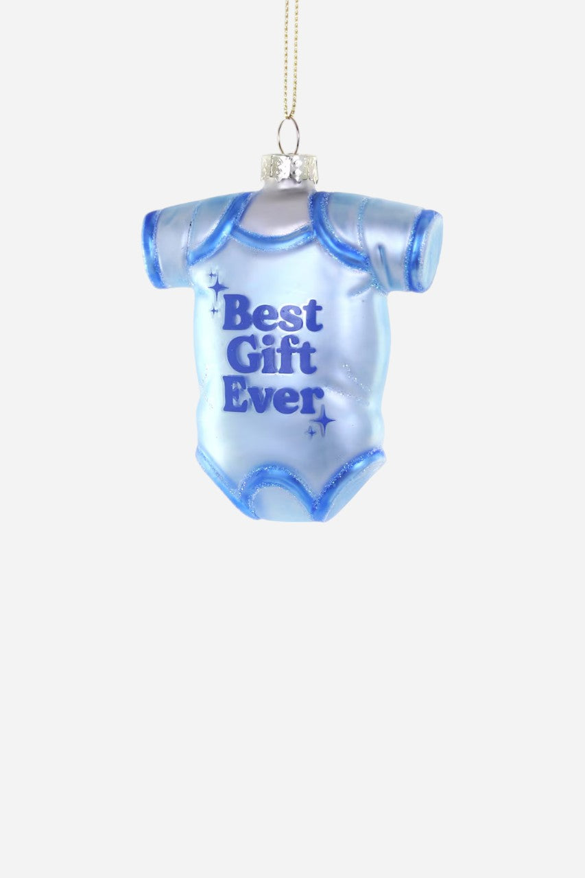 Best Gift Ever Blue Ornament – front view