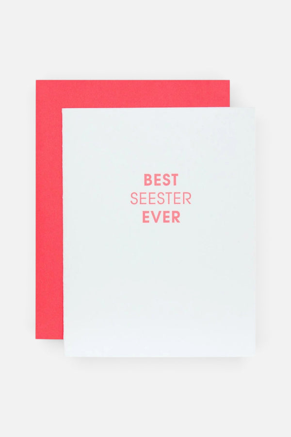 Best Seester Ever Paper Clip Letterpress Card