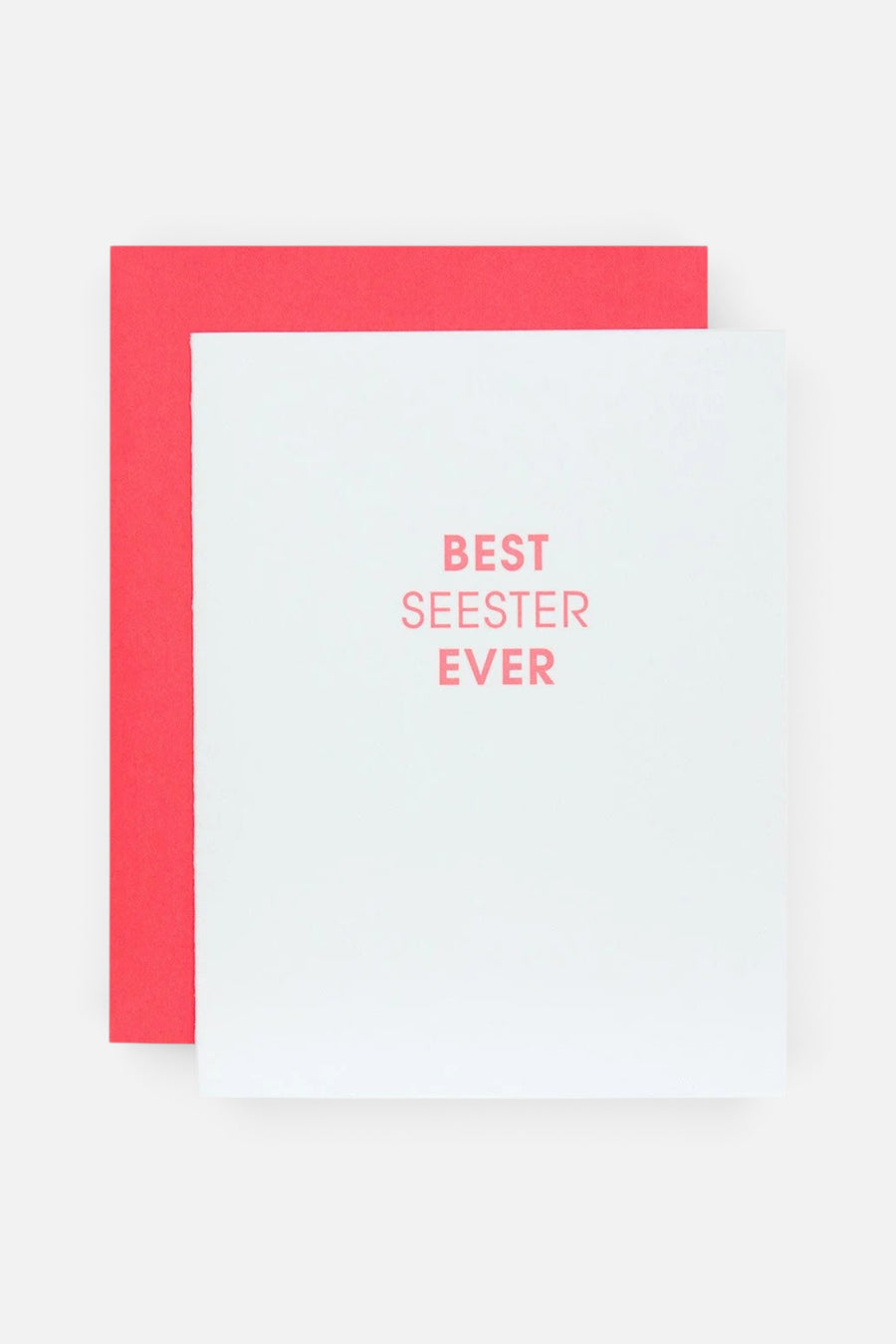 Best Seester Ever Paper Clip Letterpress Card – front view