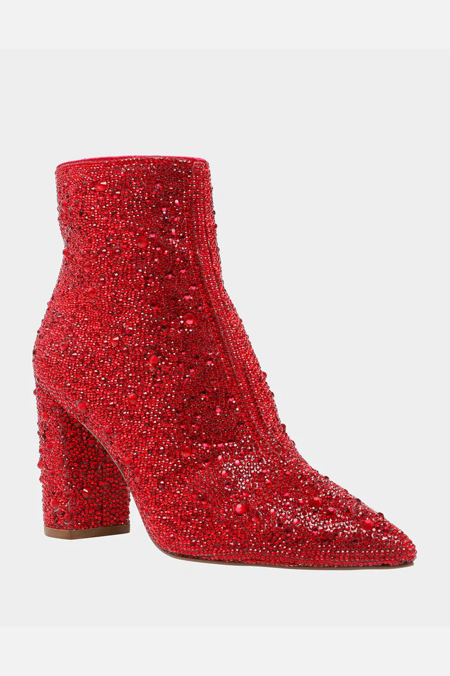 Betsey Johnson Cady Rhinestone Bootie in Red – back view