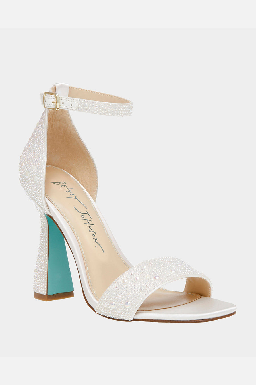Betsey Johnson Dani Heel Sandal in Ivory Pearl – back view