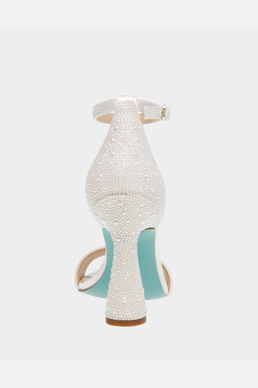 Betsey Johnson Dani Heel Sandal in Ivory Pearl – flat lay