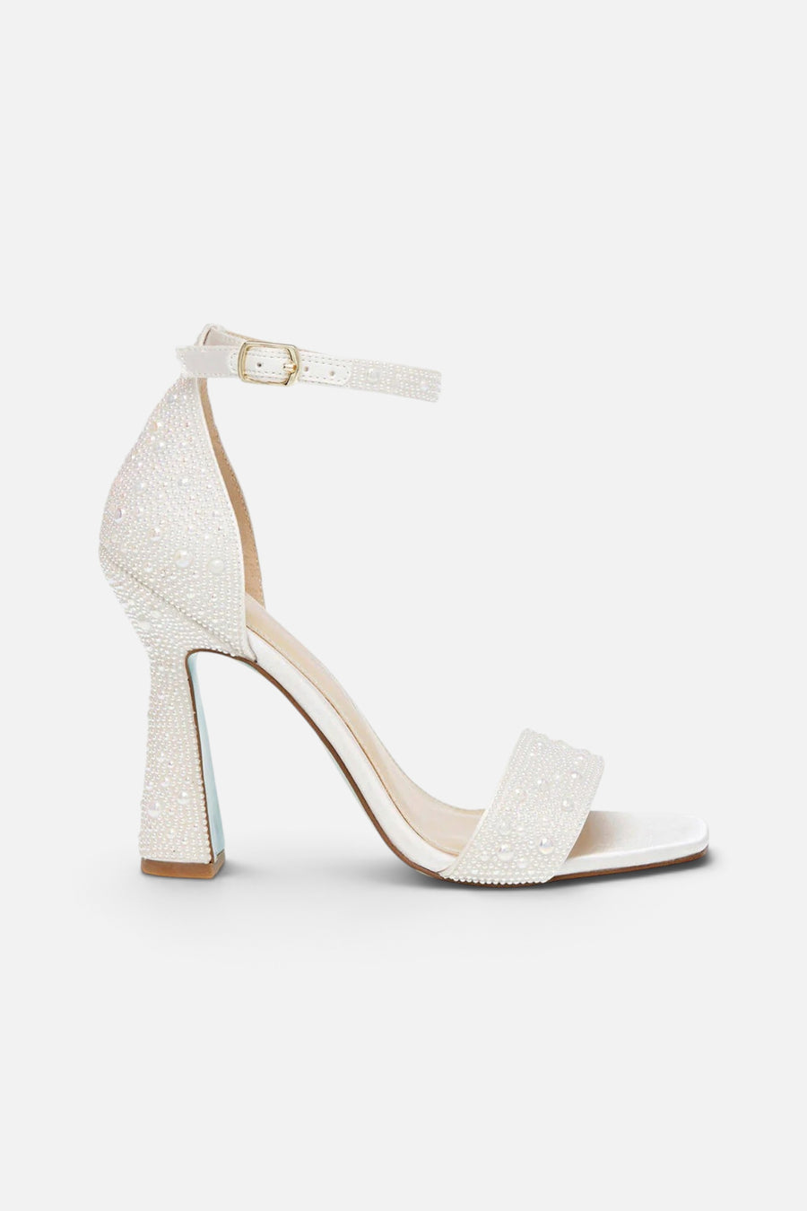 Betsey Johnson Dani Heel Sandal in Ivory Pearl – front view