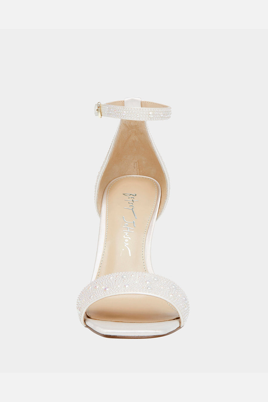 Betsey Johnson Dani Heel Sandal in Ivory Pearl – side view