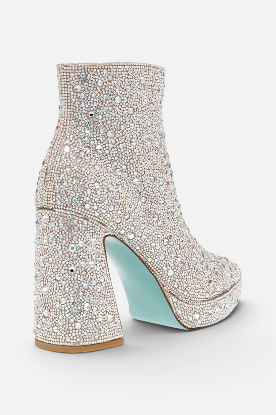 Betsey Johnson Della Booties in Rhinestones – flat lay