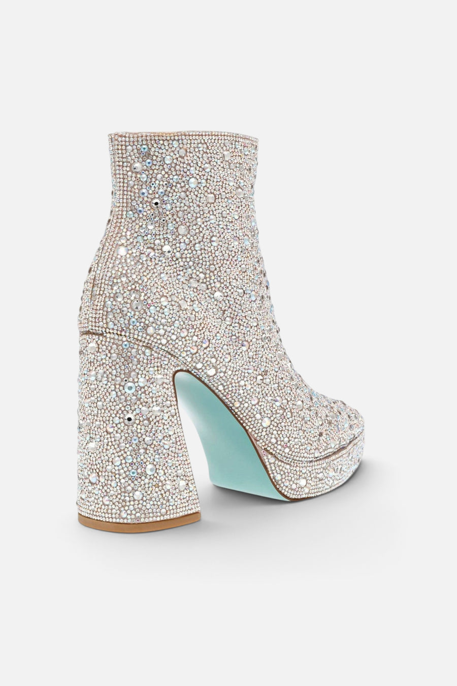 Betsey Johnson Della Booties in Rhinestones – three-quarter view