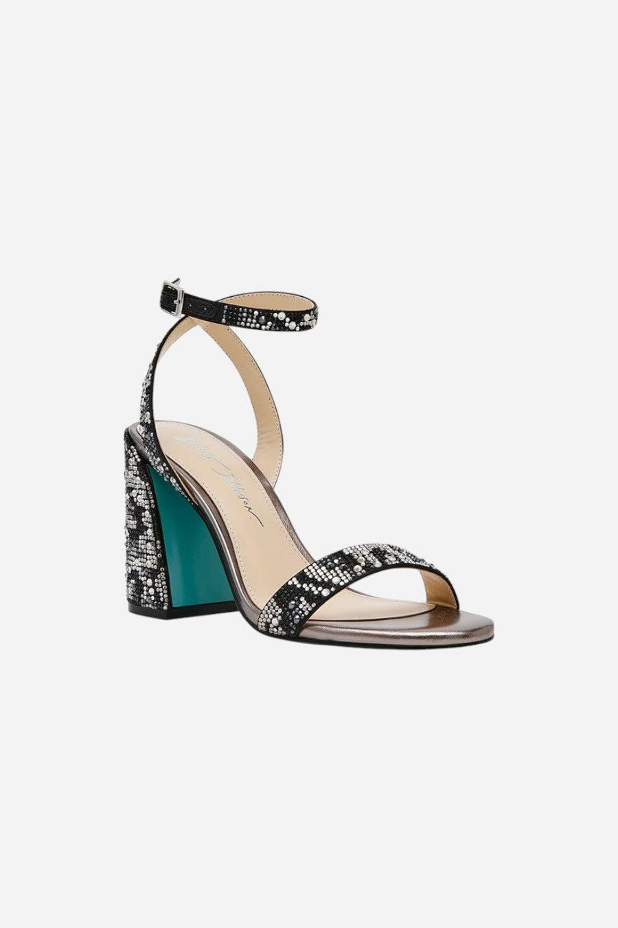 Betsey Johnson Jet Rhinestone Sandal in Snake – back view