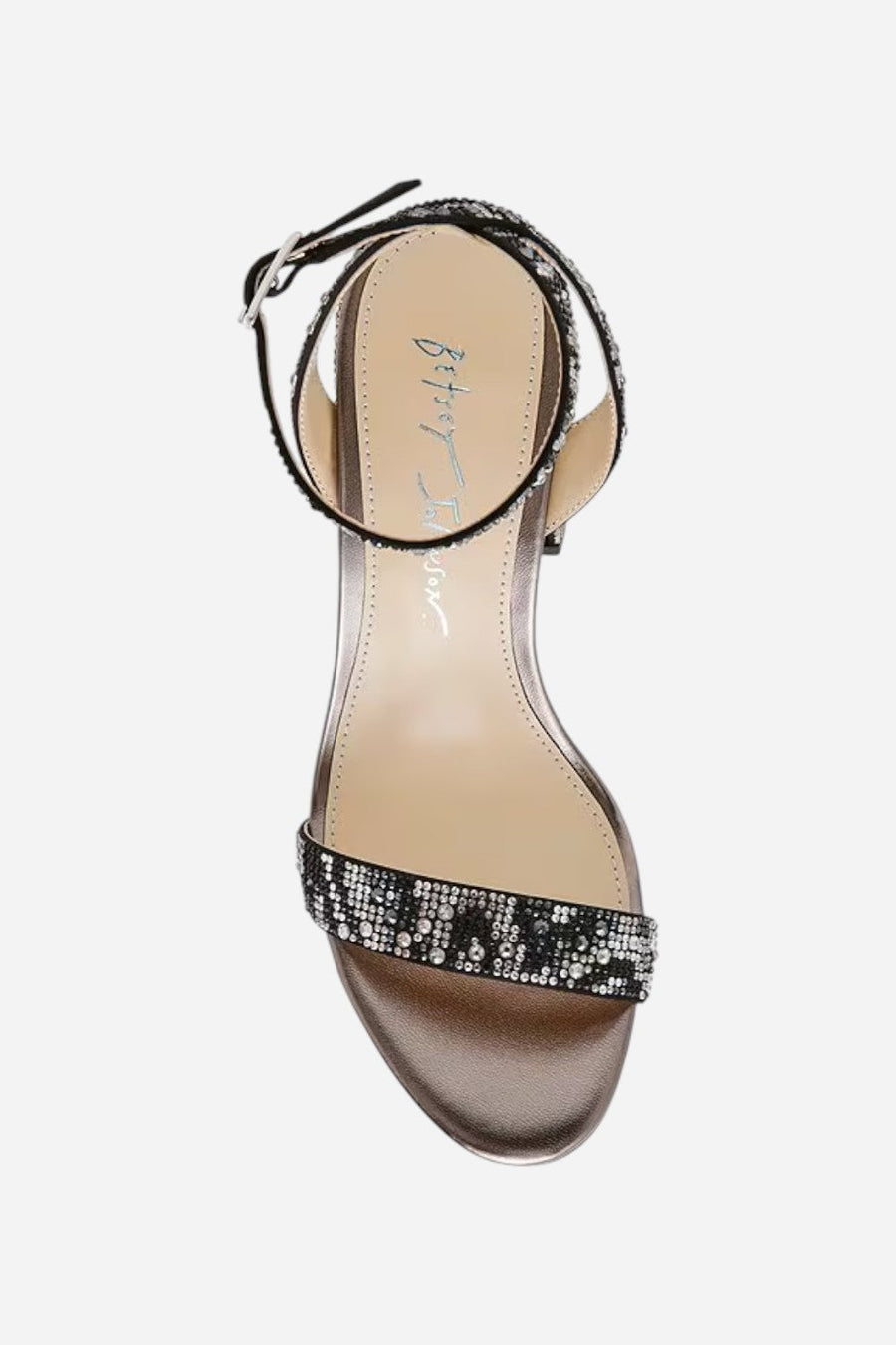 Betsey Johnson Jet Rhinestone Sandal in Snake – detail