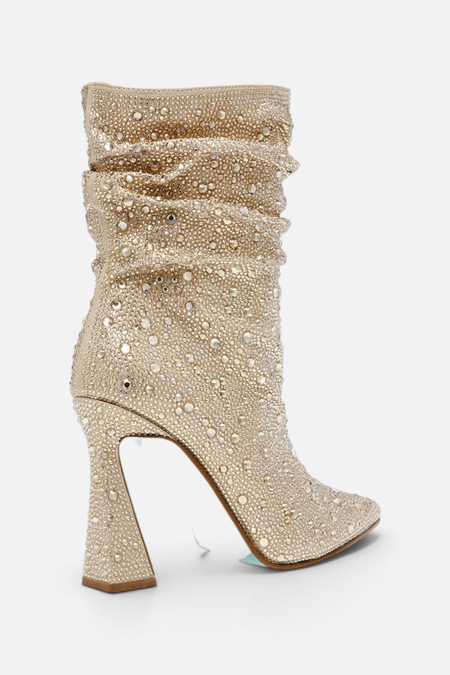 Betsey Johnson Mac Bootie in Light Gold – flat lay