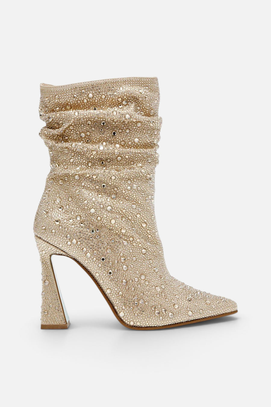 Betsey Johnson Mac Bootie in Light Gold – front view