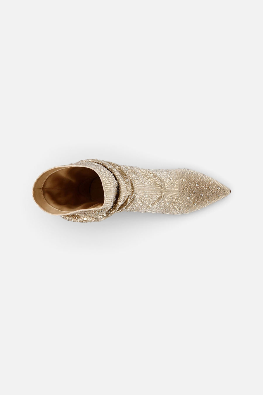 Betsey Johnson Mac Bootie in Light Gold – top view