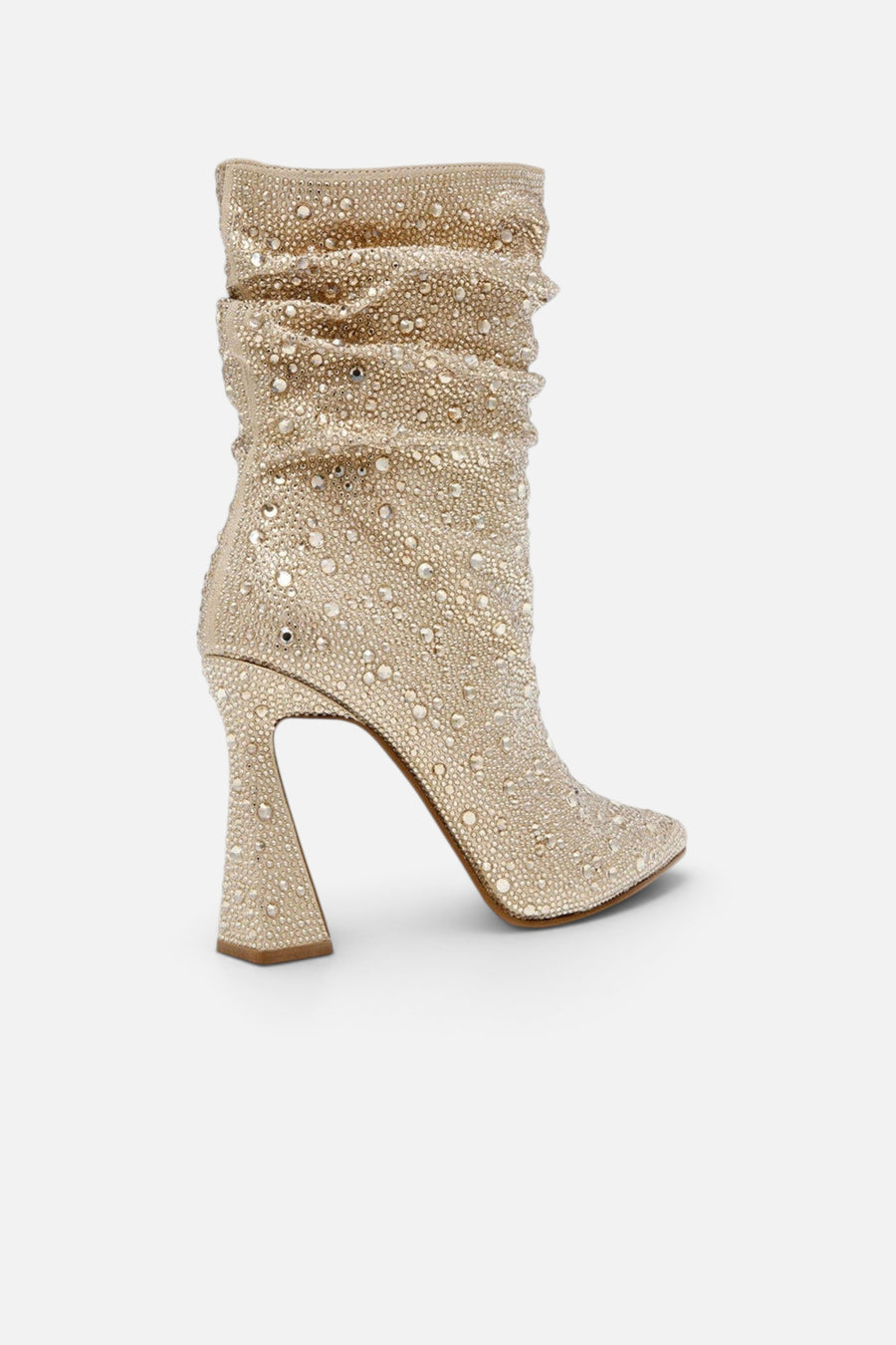 Betsey Johnson Mac Bootie in Light Gold – three-quarter view