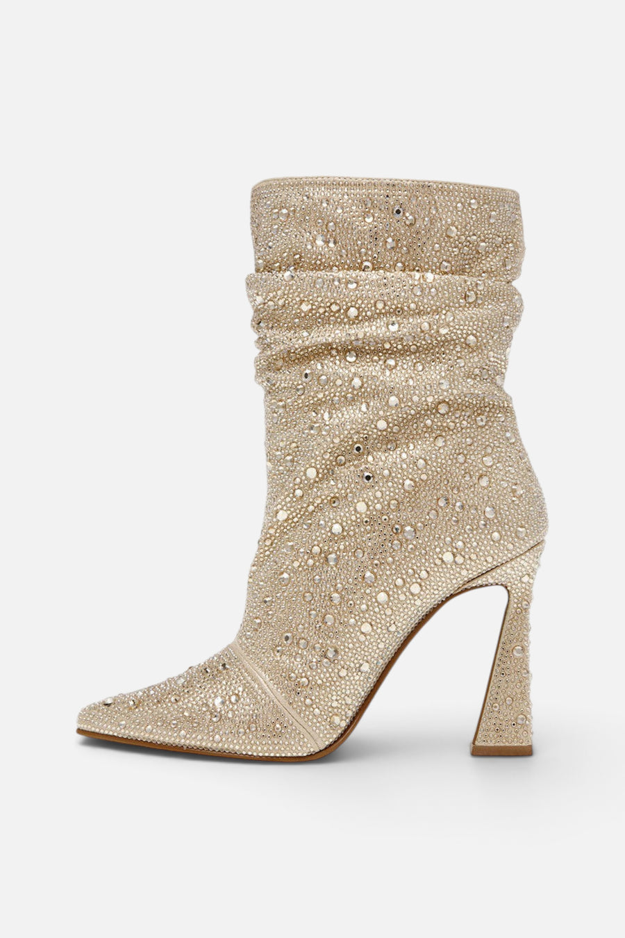 Betsey Johnson Mac Bootie in Light Gold – side view