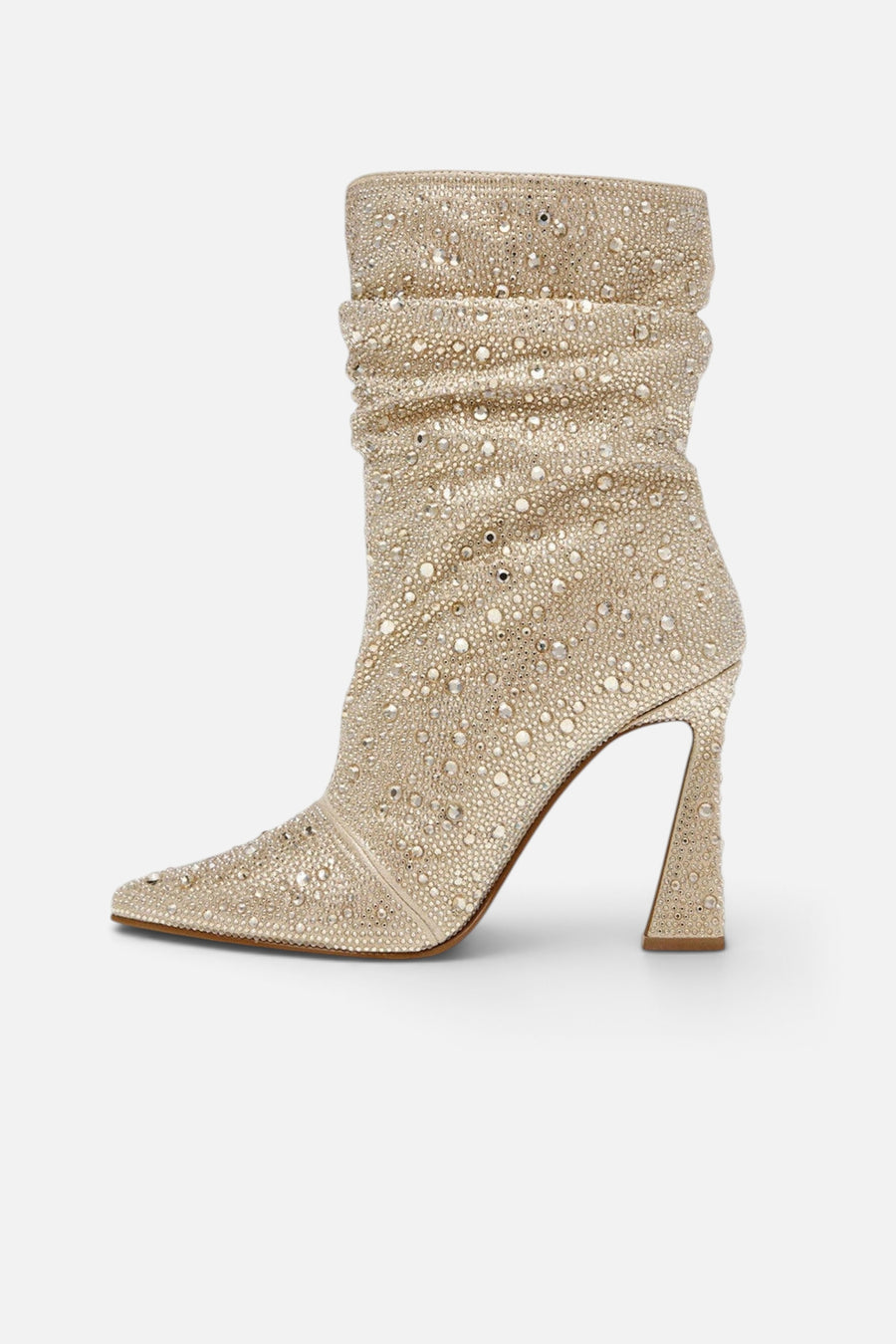 Betsey Johnson Mac Bootie in Light Gold – side view