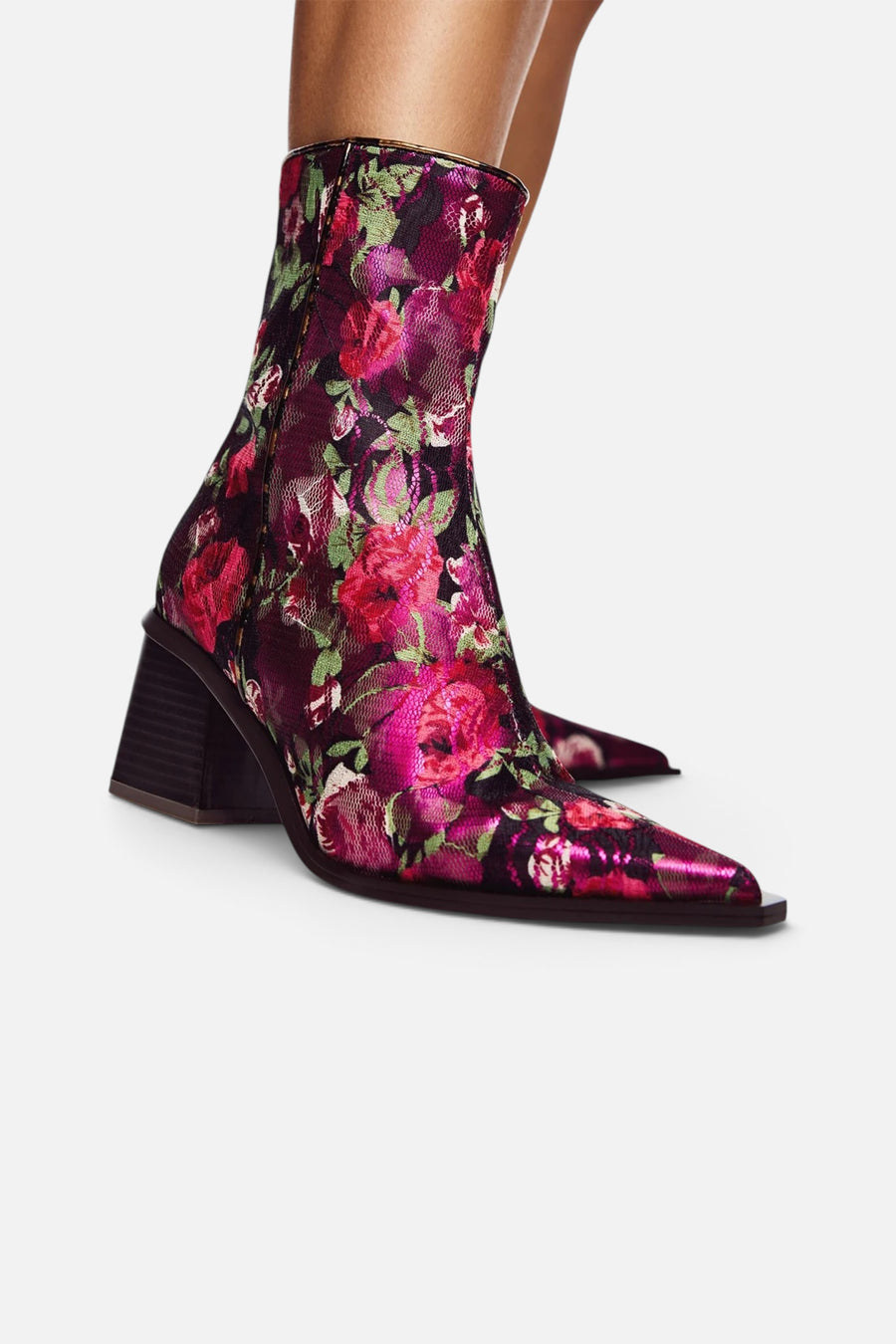 Betsy Johnson Rudy Bootie in Black/Rose – detail
