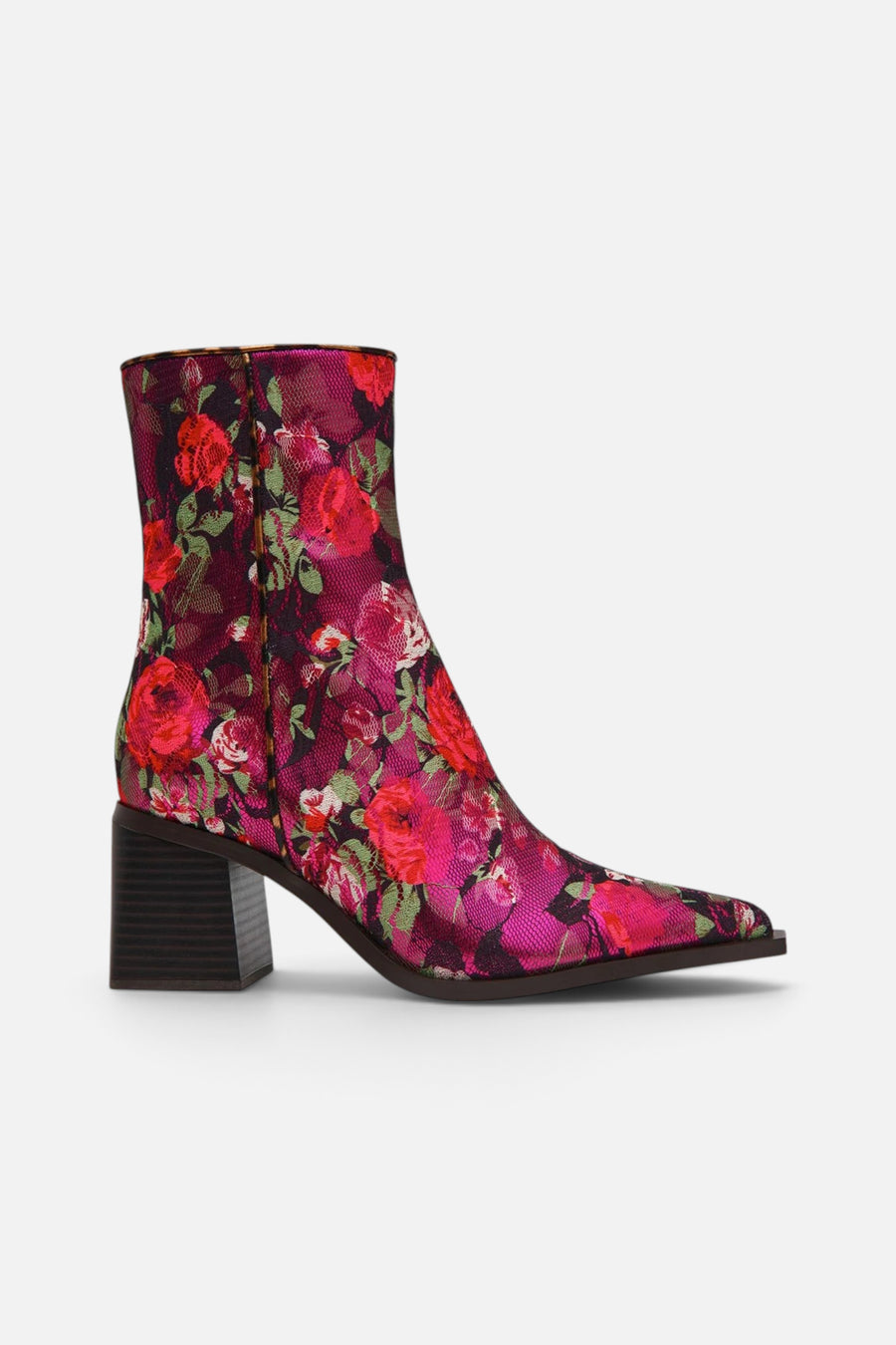 Betsy Johnson Rudy Bootie in Black/Rose – front view
