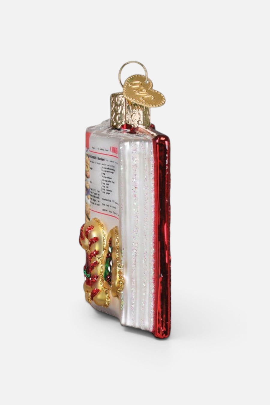 Betty Crocker Cookbook Ornament – three-quarter view
