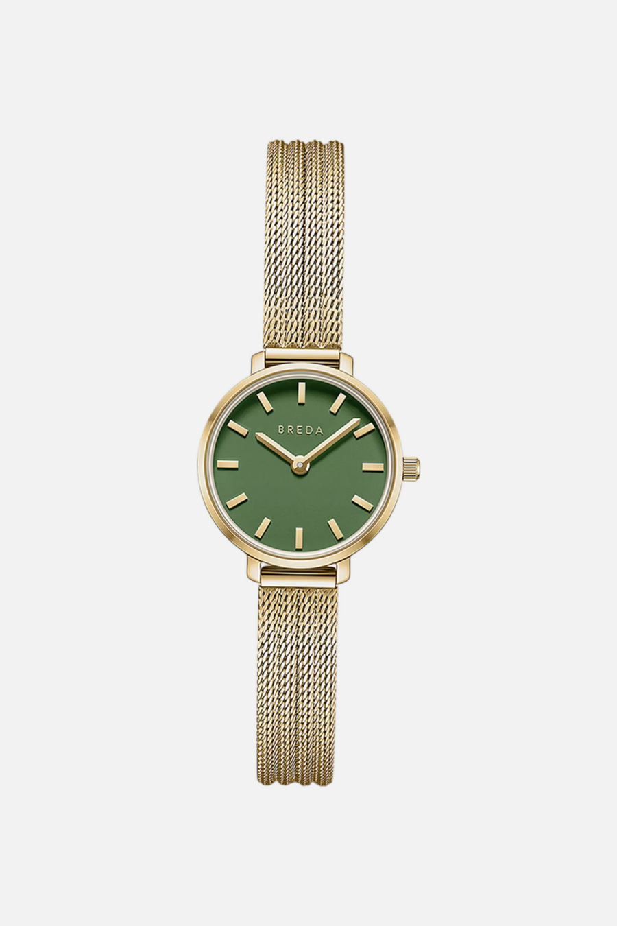 Breda Beverly Mesh Green & Gold Watch