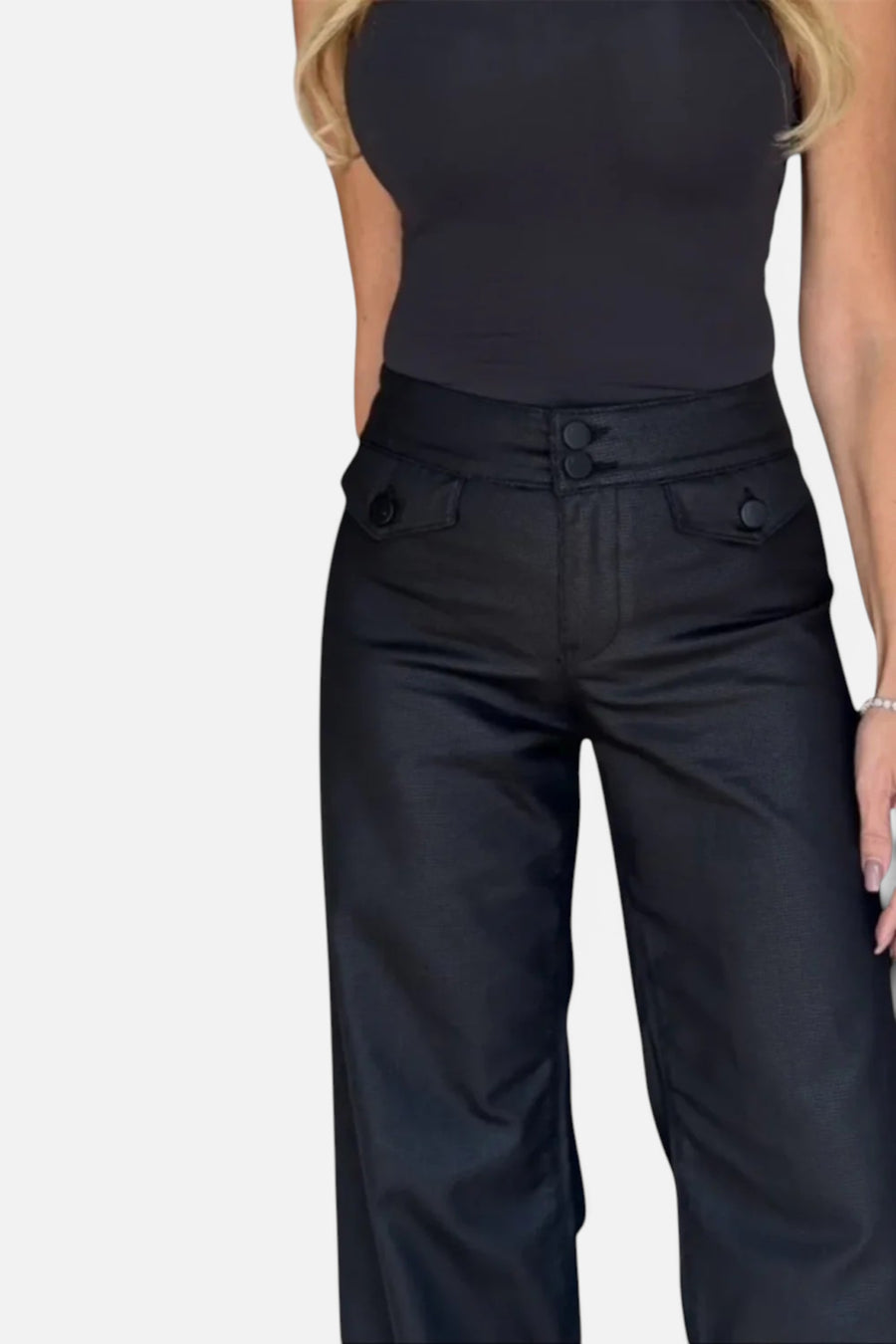 Bevy Flog Women's Stacy Black Stripe Pant – back view