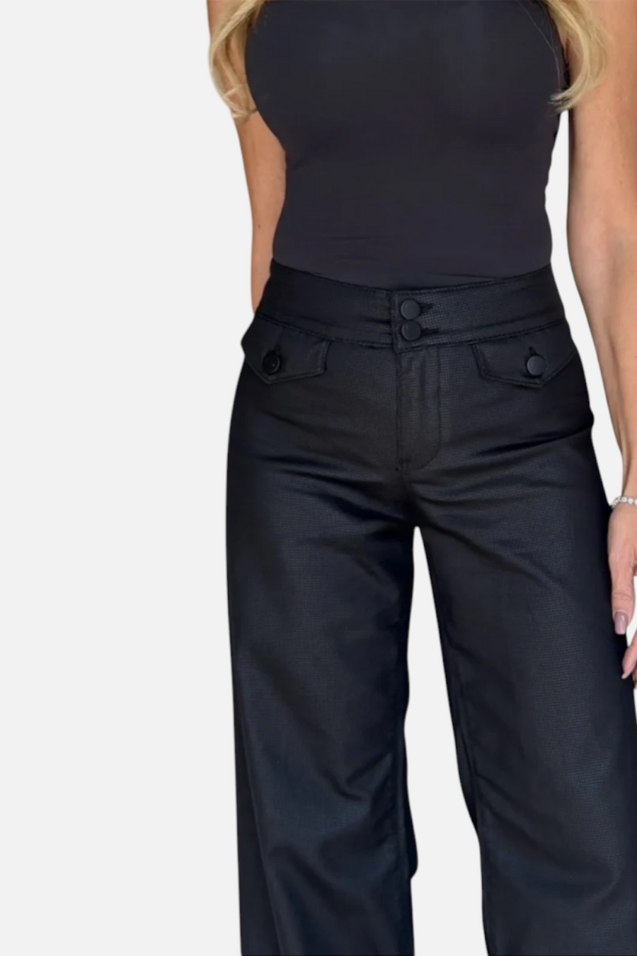 Bevy Flog Women's Stacy Black Stripe Pant – back view