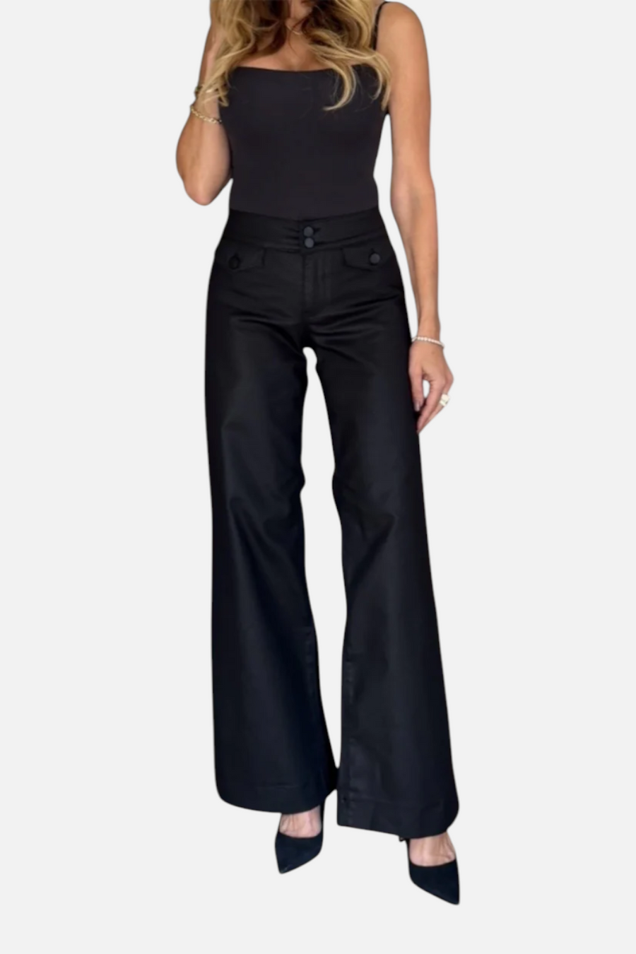 Bevy Flog Women's Stacy Black Stripe Pant – front view