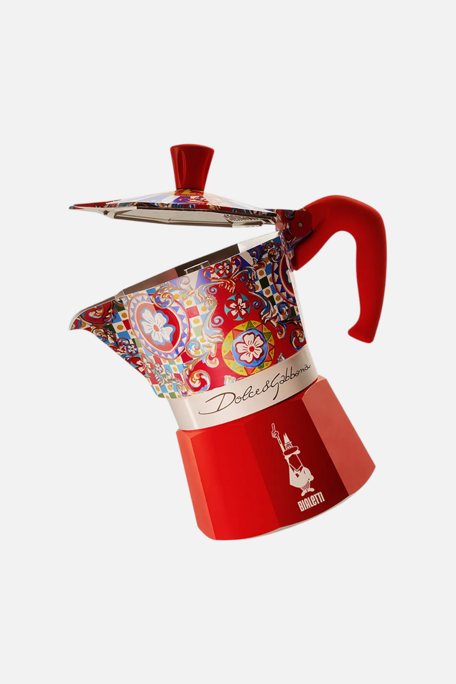 Bialetti Moka Express Dolce & Gabbana 6 Cup Stovetop Espresso Maker in Red – back view