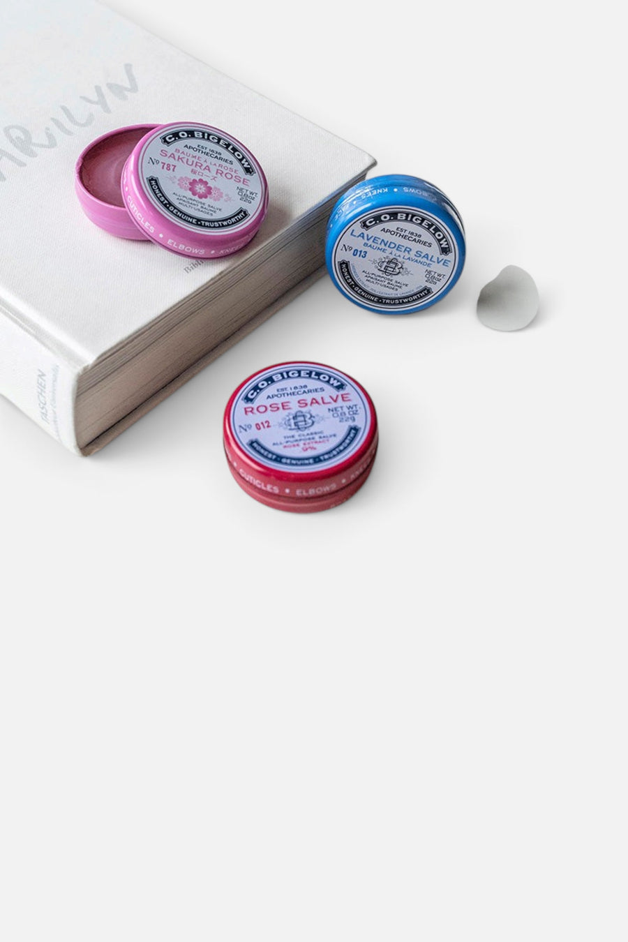 Bigelow Assorted Salve Trio Box (Rose, Lavender, Sakura Rose) – detail