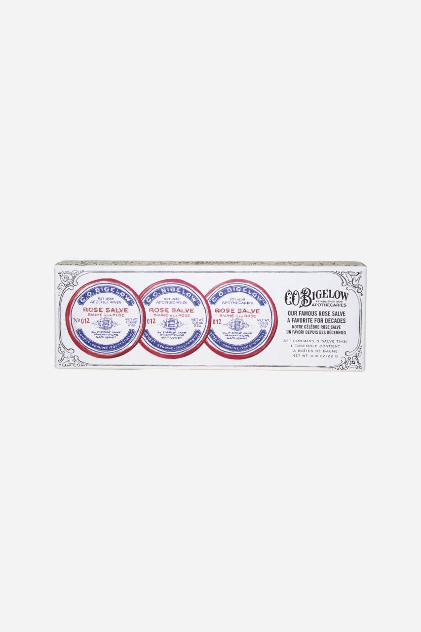 Bigelow Rose Salve Tin Trio – front view